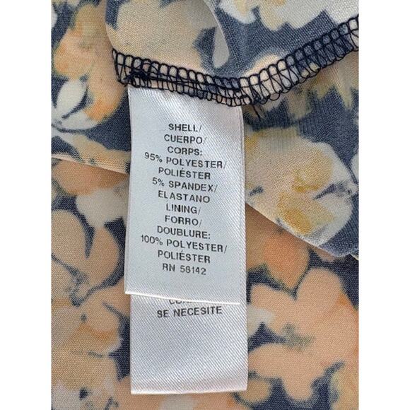 London Times Blue & Yellow Floral Midi Dress with Shoulder Pads – Size 4 - Picture 7 of 8